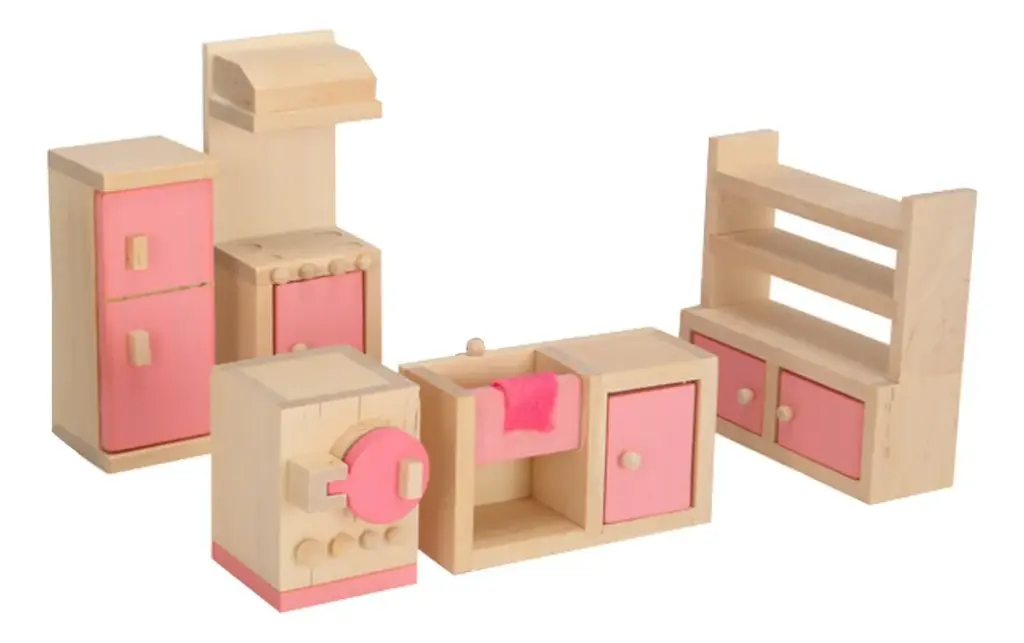 Set Muebles Madera Cocina Kitchen 5 Piezas Juguete Casita