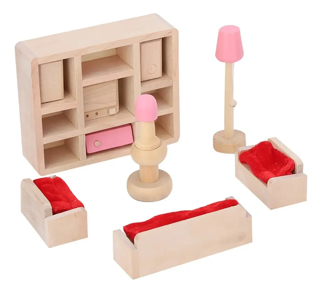 Set Muebles Madera Living Lounge Room 14 Piezas Juguete