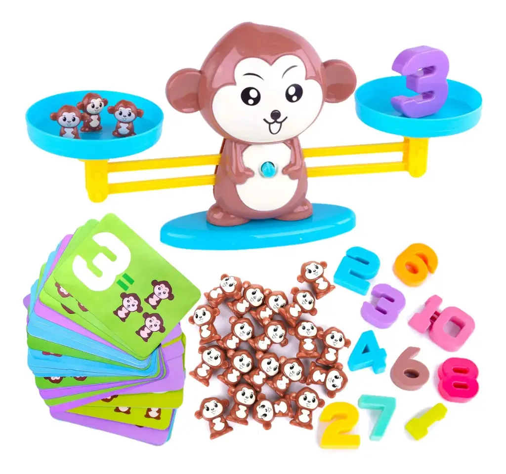 Juego Balanza Mono Aprende Matemáticas Montessori Para Niños 