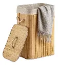Canasto Cesto Ropa Sucia Pleglable Look Bambu Grande Tapa Ql 